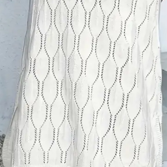 WHITE EYELET LONG SLEVELESS DRESS SIZE LARGE NEW - Picture 3 of 7